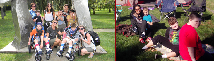 Left: Alpha School students enjoying a day trip to the sculpture gardens in Hamilton, NJ. Right: A day camping and enjoying nature.