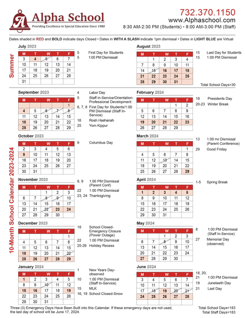Calender of Events at Alpha School in Jackson NJ Calender of Events at Alpha School in Jackson NJ