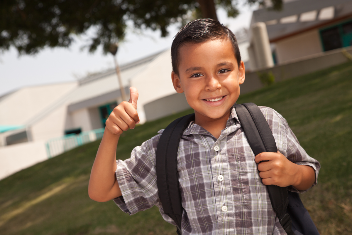 young student back to school happy